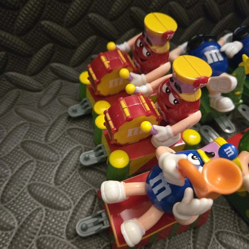M&M’s Christmas Train Figures Lot of 12 – 2000s Holiday Toys Red Green Blue